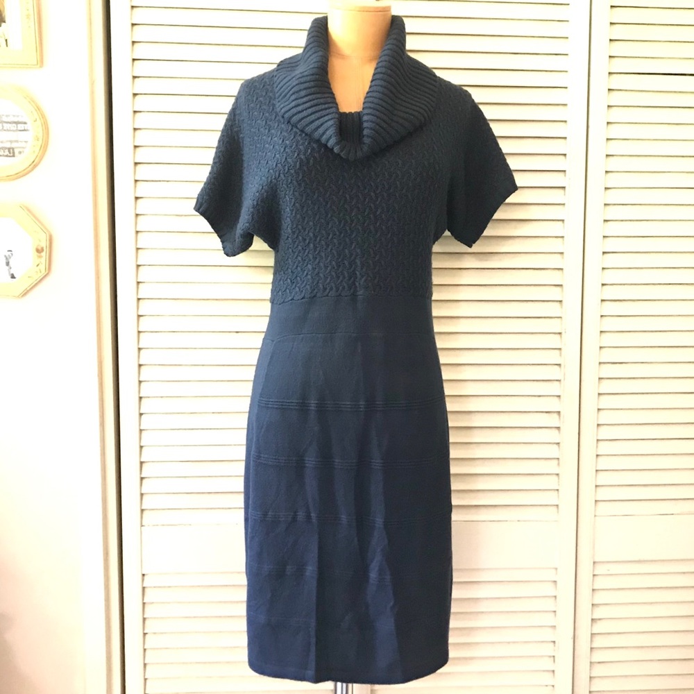 The Limited Sweater Dress Small Cowl Neck Dark Blue Short Sleeve Womens Party
